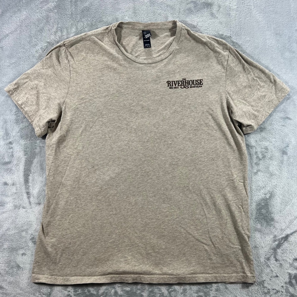 DISTRICT The Riverhouse Big Sky Montana T-Shirt Mens XL Tan Graphic Tee - Picture 2 of 15